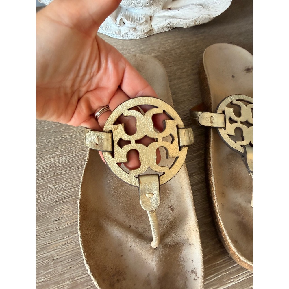 Tory Burch Miller Cloud Thong Sandals Womens Gold Metallic Size 9M - Picture 3 of 6